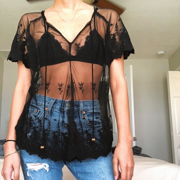 Beautiful Embroidered Sheer Shirt - Picture 3 of 4